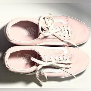Vans Women's Light Pink and White Sneakers